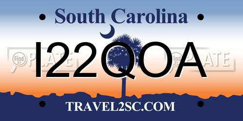 I22QOA South Carolina License Plate