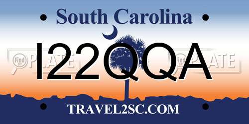 I22QQA South Carolina License Plate