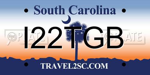 I22TGB South Carolina License Plate