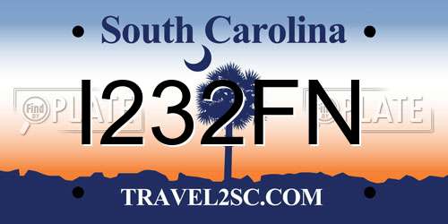 I232FN South Carolina License Plate