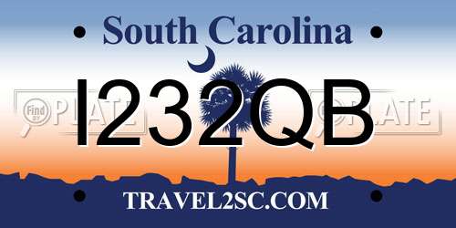 I232QB South Carolina License Plate