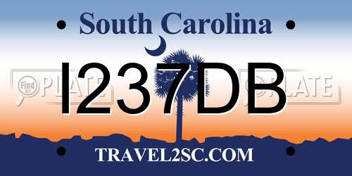 I237DB South Carolina License Plate