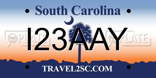 I23AAY South Carolina License Plate