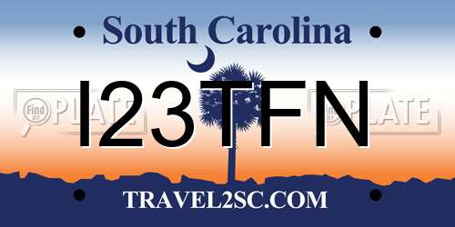 I23TFN South Carolina License Plate