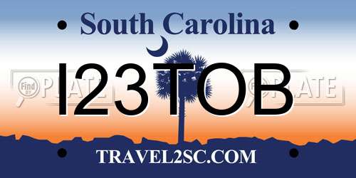 I23TOB South Carolina License Plate