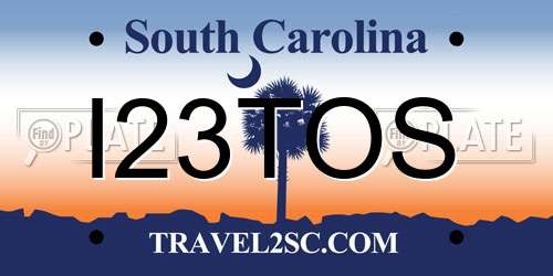 I23TOS South Carolina License Plate