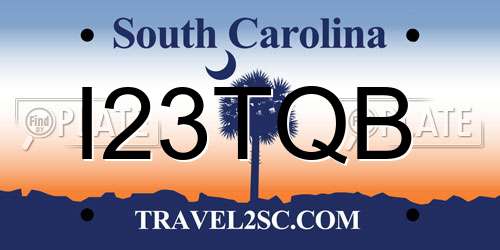 I23TQB South Carolina License Plate