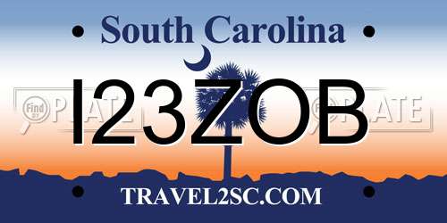 I23ZOB South Carolina License Plate