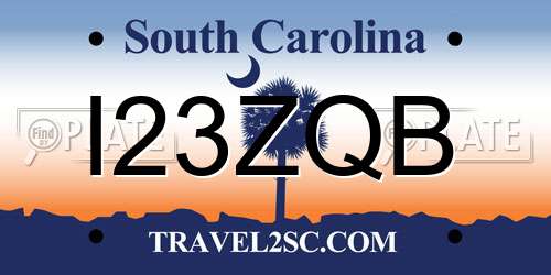 I23ZQB South Carolina License Plate