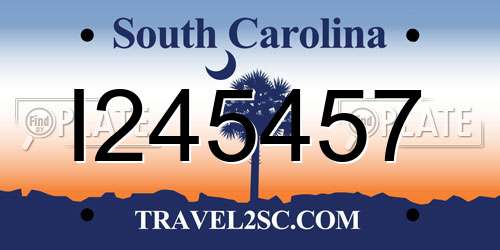 I245457 South Carolina License Plate