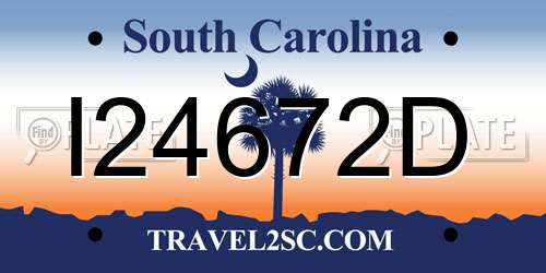 I24672D South Carolina License Plate