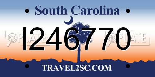 I246770 South Carolina License Plate