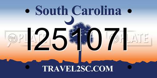 I25107I South Carolina License Plate