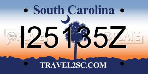 I25135Z South Carolina License Plate