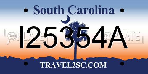 I25354A South Carolina License Plate