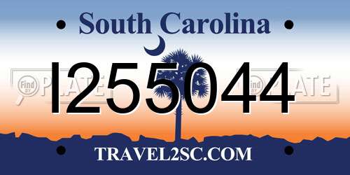 I255044 South Carolina License Plate