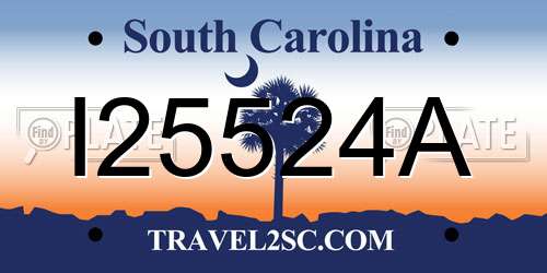 I25524A South Carolina License Plate