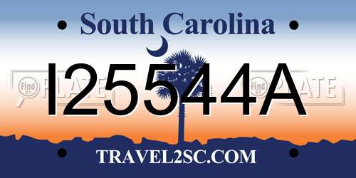 I25544A South Carolina License Plate