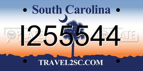 I255544 South Carolina License Plate