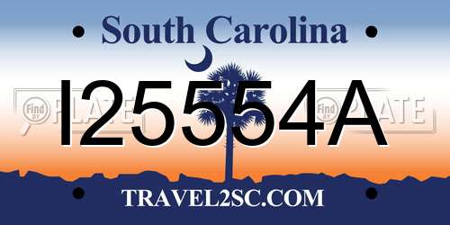 I25554A South Carolina License Plate