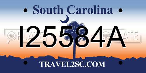 I25584A South Carolina License Plate