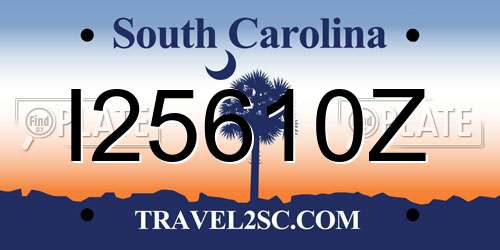I25610Z South Carolina License Plate