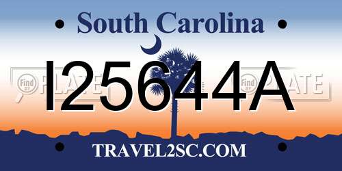I25644A South Carolina License Plate
