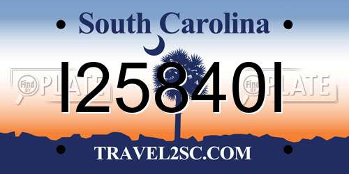 I25840I South Carolina License Plate