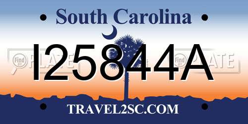 I25844A South Carolina License Plate