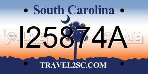 I25874A South Carolina License Plate