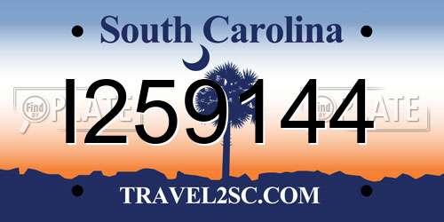 I259144 South Carolina License Plate