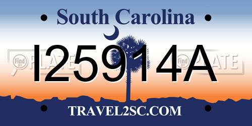 I25914A South Carolina License Plate