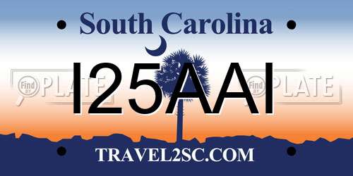 I25AAI South Carolina License Plate