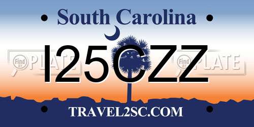 I25CZZ South Carolina License Plate