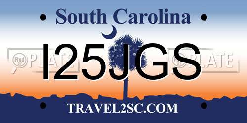 I25JGS South Carolina License Plate