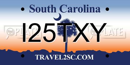 I25TXY South Carolina License Plate