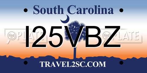 I25VBZ South Carolina License Plate