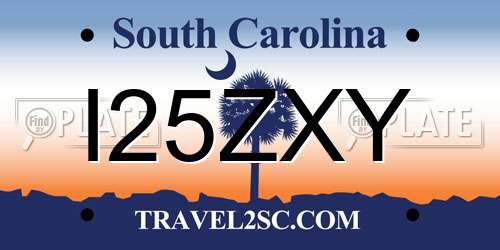 I25ZXY South Carolina License Plate