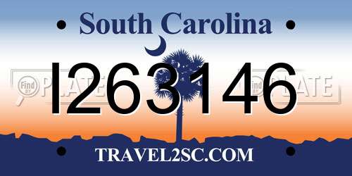 I263146 South Carolina License Plate