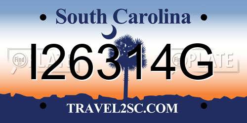 I26314G South Carolina License Plate