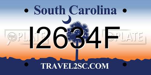 I2634F South Carolina License Plate