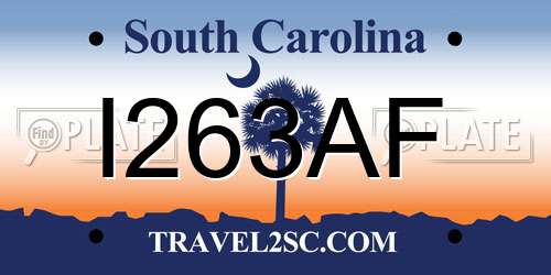 I263AF South Carolina License Plate