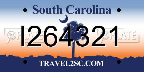 I264321 South Carolina License Plate