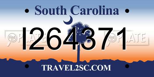 I264371 South Carolina License Plate