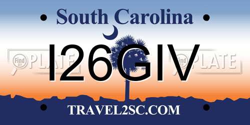 I26GIV South Carolina License Plate