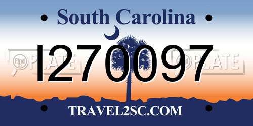 I270097 South Carolina License Plate