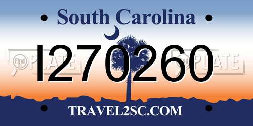 I270260 South Carolina License Plate