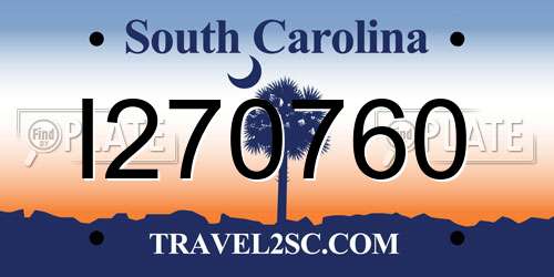 I270760 South Carolina License Plate