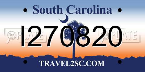 I270820 South Carolina License Plate