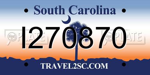 I270870 South Carolina License Plate